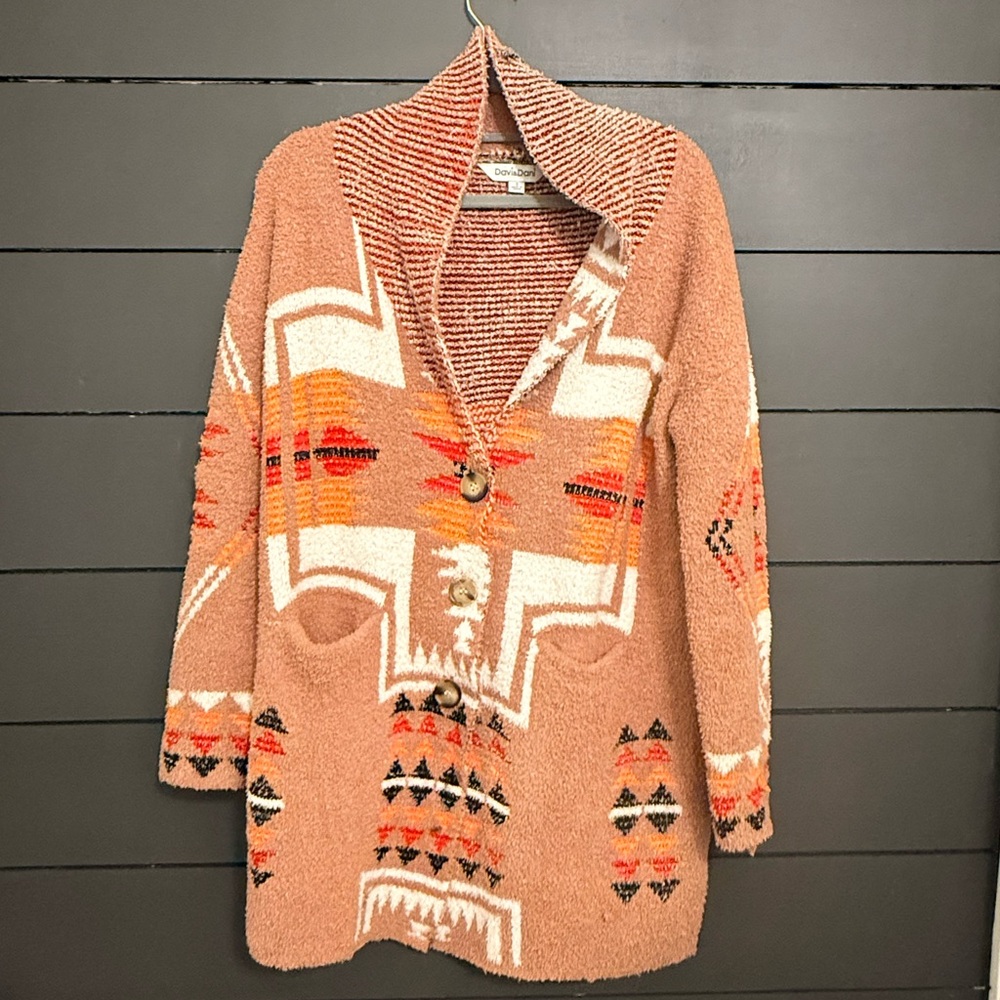 DAVI & DANI Multicolor Geometric Cardigan